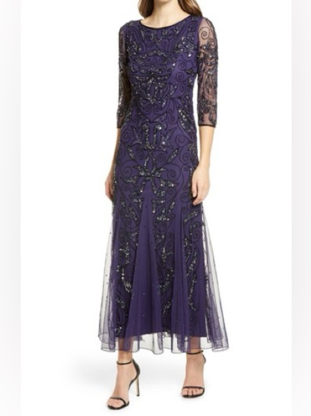 Pisarro Nights Beaded Godet Gown